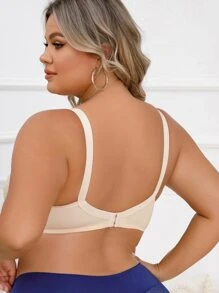 Plus Floral Lace Underwire Bra - Beige - View 2