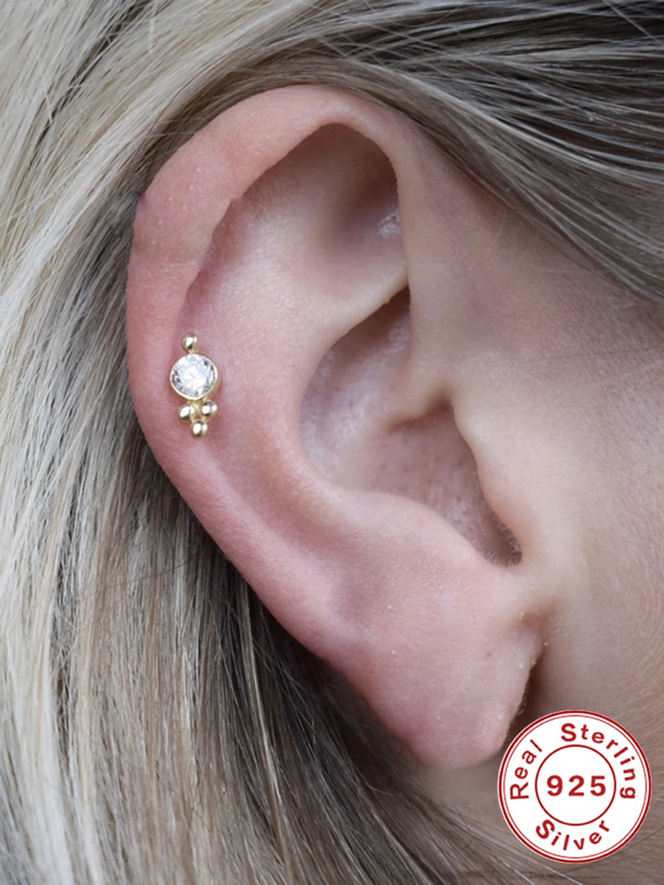 1pc Fashionable Cubic Zirconia Decor Silver Earring For Women For Daily Decoration