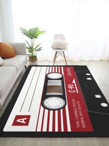 1 Tấm Thảm Polyester, Sáng Tạo Mẫu Băng Chống Trượt Cho Phòng Khách - màu đen - Xem 2