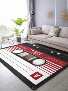 1 Tấm Thảm Polyester, Sáng Tạo Mẫu Băng Chống Trượt Cho Phòng Khách - màu đen - Xem 3