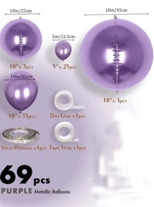 69 piezas Set globo decorativo de color metálico - Morado - Ver 5