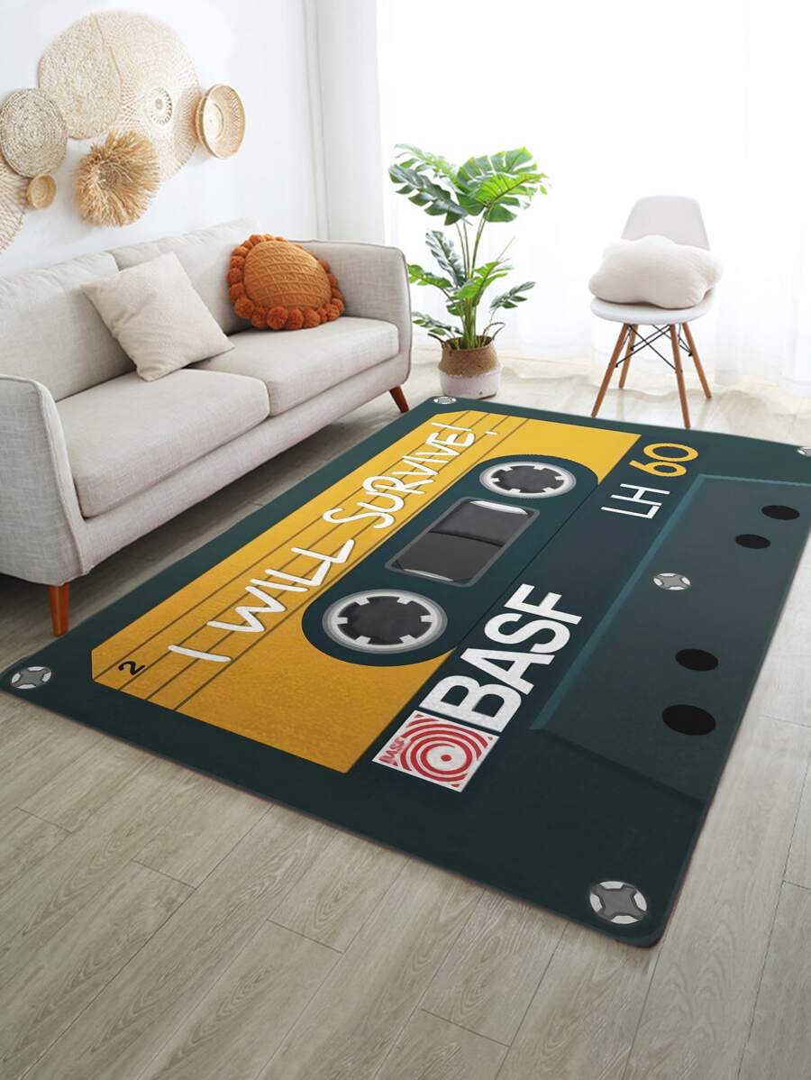 1 Băng Cassette Họa Tiết Thảm Hiện Đại Polyester Chống Trơn Trượt Sàn Cho Hộ Gia Đình - Màu vàng - Xem 1