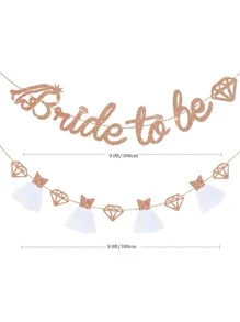 2pcs Bride-to-be Party Decoration Pennant Flags, Letter Banner - Rose Gold - View 5