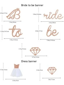 2pcs Bride-to-be Party Decoration Pennant Flags, Letter Banner - Rose Gold - View 6