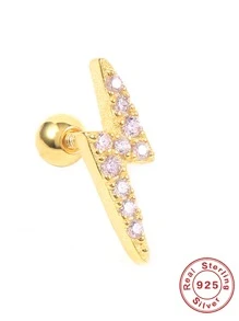 1 pieza Pendiente de tachuela con turquesa con diseño de rayo plata - Dorado - Ver 2