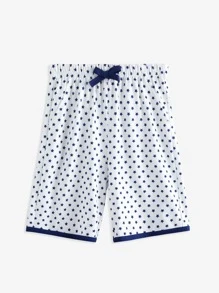 Boys Allover Star Print Contrast Binding Sleep Shorts - White - View 1