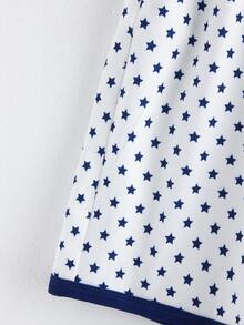 Boys Allover Star Print Contrast Binding Sleep Shorts - White - View 3