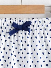 Boys Allover Star Print Contrast Binding Sleep Shorts - White - View 5