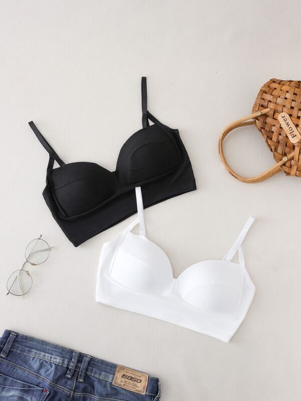 SHEIN Kids EVRYDAY Girls 2pcs Solid Cami Bra SHEIN UK