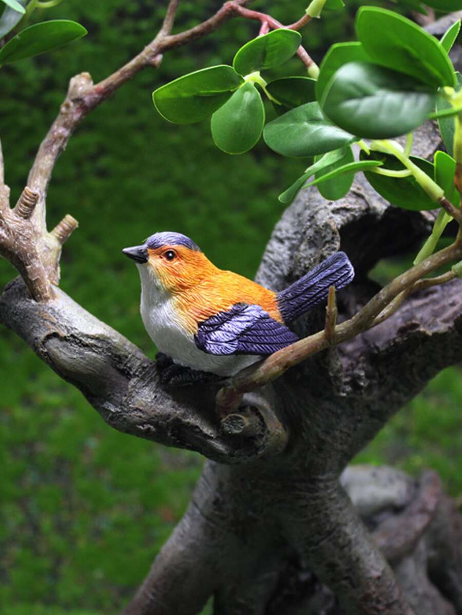 1入組ABS花園裝飾品小鳥設計花園雕像適用於戶外