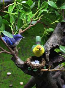 1入組ABS花園裝飾品小鳥設計花園雕像適用於戶外