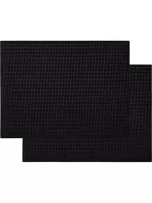 1pc Plain Dish Drying Mat, Minimalist Black Polyester Dish Drainer Mat For Kitchen - Black - View 4