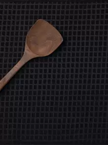 1pc Plain Dish Drying Mat, Minimalist Black Polyester Dish Drainer Mat For Kitchen - Black - View 2