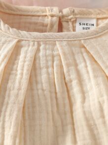 SHEIN Bodysuits Em bé Xù màu trơn - Màu be - Xem 6