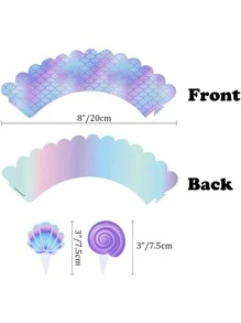 20入組紙杯蛋糕蓋和20入組紙包裝紙 - 彩色 - 查看 4