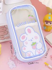 1 Đồ Họa Hoạt Hình Túi Bút Chì, Dễ Thương Công Suất Lớn Túi Đựng Văn Phòng Phẩm Dành Cho Học Sinh Trung Học Đại Học - Màu xanh nhạt - Xem 3