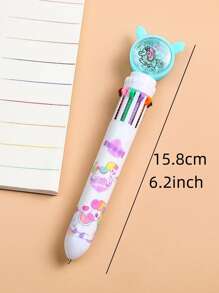 1入組隨機可愛獨角獸彩色十色圓珠筆卡通彩色圓珠筆0.5mm筆芯