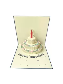 1入組3D生日蛋糕賀卡和1入組信封 - 彩色 - 查看 1