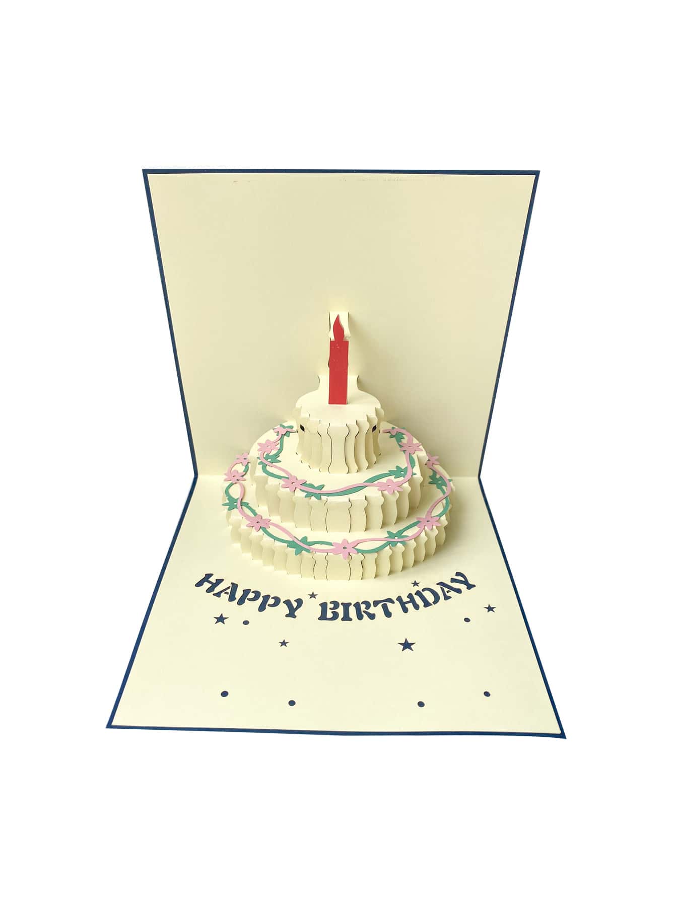 1入組3D生日蛋糕賀卡和1入組信封 - 彩色 - 查看 1