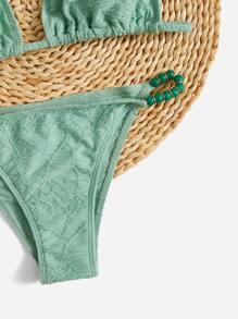 SHEIN Swim Summer Beach Triangle Tie Back Bikini Set - Green - View 4