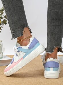 撞色前綁帶板鞋