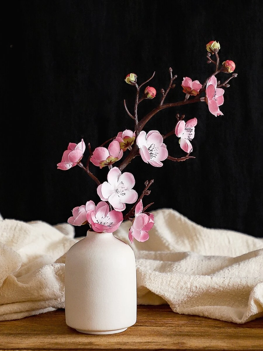 1入組塑膠人造花創意冬天甜美風設計仿真花棒 - 粉色 - 查看 1