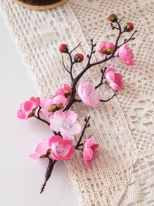 1入組塑膠人造花創意冬天甜美風設計仿真花棒 - 粉色 - 查看 4