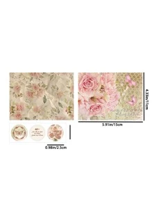 1pc Flower Pattern Envelope & 1pc Letter Paper & 3pcs Sticker, Romantic Multi-purpose Mailing Envelope Set For Office, School - Pink - View 3