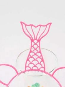 10pcs/set Plastic Hat, Cartoon Cute Mermaid Shape Random Color Party Hat For Party - Multicolor - View 3