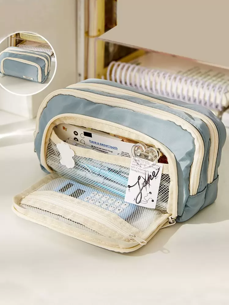 Mnsruu Astuccio a 3 scomparti, grande capacità, per la scuola, per ragazzi e ragazze, Multicolore, Taglia unica, Organizer per borse