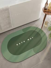 1pc Polyester Bath Rug, Minimalist Letter Graphic Bath Mat For Home - Blue - View 6