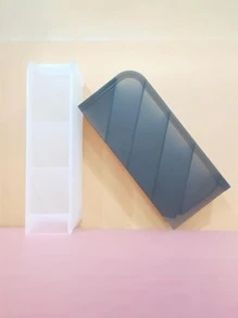 1pc Solid Color Pen Holder, Simple Multi-purpose Stationery Storage Box For Student, Office Pen Storage - Blue - View 4