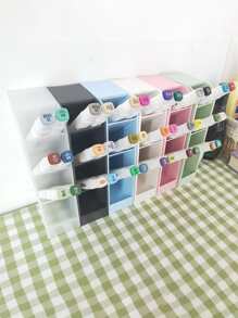 1pc Solid Color Pen Holder, Simple Multi-purpose Stationery Storage Box For Student, Office Pen Storage - Blue - View 5