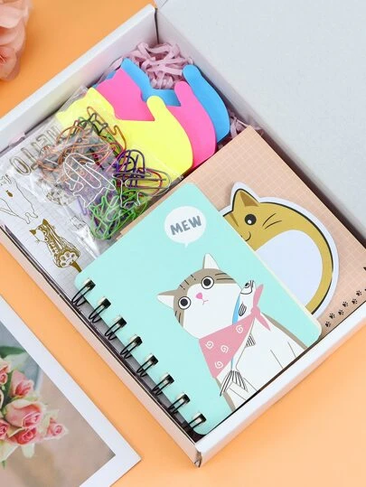 7入組卡通圖形文具禮品套裝可愛多用途兒童文具禮品套裝學生