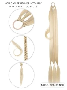 Extra Long Straight Ponytail Synthetic Hair Extension - Beige - View 4