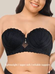 Áo ngực có gọng ren hoa cỡ lớn WINGSLOVE - màu đen - Xem 1