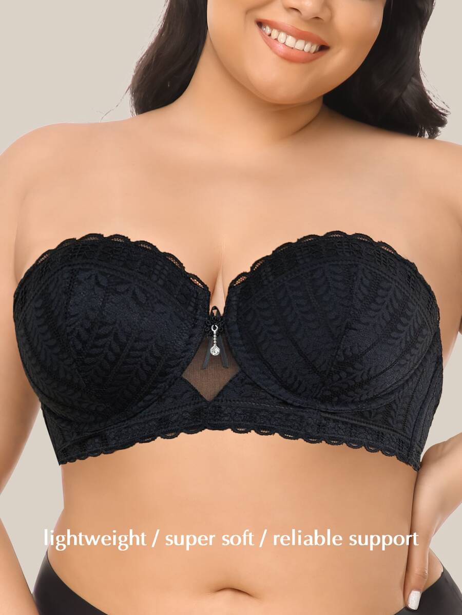 Áo ngực có gọng ren hoa cỡ lớn WINGSLOVE - màu đen - Xem 1