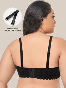 Áo ngực có gọng ren hoa cỡ lớn WINGSLOVE - màu đen - Xem 2