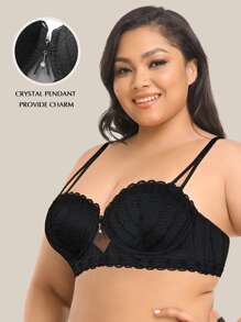 Áo ngực có gọng ren hoa cỡ lớn WINGSLOVE - màu đen - Xem 5