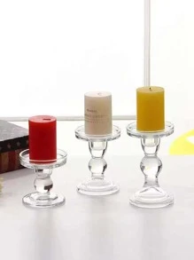 1pc Glass Candle Holder, Minimalist Clear Candle Stand For Home - Clear - View 7