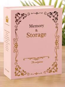 1 pieza Libro de tarjetas de fotos con estampado de letra foto vintage de gran capacidad casa - Rosa - Ver 1