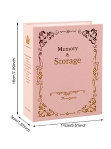 1 pieza Libro de tarjetas de fotos con estampado de letra foto vintage de gran capacidad casa - Rosa - Ver 2