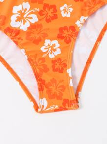 Swim Mod 1 Bộ Bikini Dây Rút In Hoa Đi Biển Mùa Hè Bộ Đồ Tắm - trái cam - Xem 4