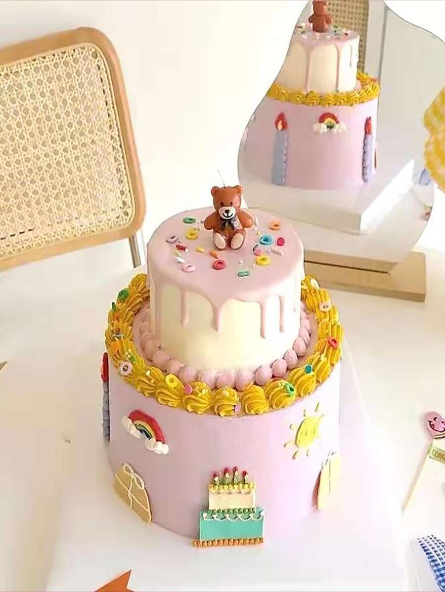 1 Trang Trí Bánh Sáp, Trang Trí Bánh Hình Gấu Hoạt Hình Cho Bữa Tiệc Sinh Nhật - màu nâu - Xem 1