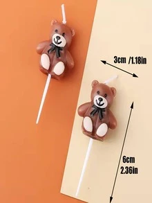 1 Trang Trí Bánh Sáp, Trang Trí Bánh Hình Gấu Hoạt Hình Cho Bữa Tiệc Sinh Nhật - màu nâu - Xem 3