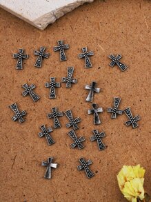 Halloween 20pcs Vintage Cross Shaped Nail Art Decoration - Silver - View 3