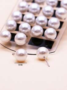 12pairs/Set Faux Pearl Decor Stud Earrings - White - View 2
