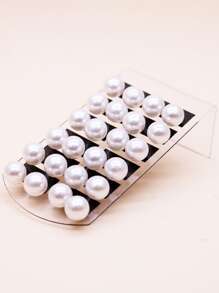 12pairs/Set Faux Pearl Decor Stud Earrings - White - View 3