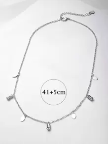 Cubic Zirconia Water-Drop Charm Necklace - Silver - View 3