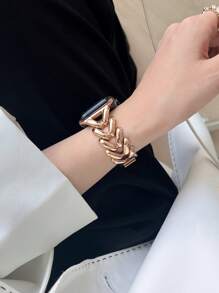 A Metal V-Shaped Connected Chain Watch Strap Compatible With Apple Watch Is A Stainless Steel Strap Suitable For The 38/40/41/42/44/45/49mm Ultra/Se/8/7/6/5/4/3/2/1 Series As A Gift For Students Returning To School - Rose Gold - View 1